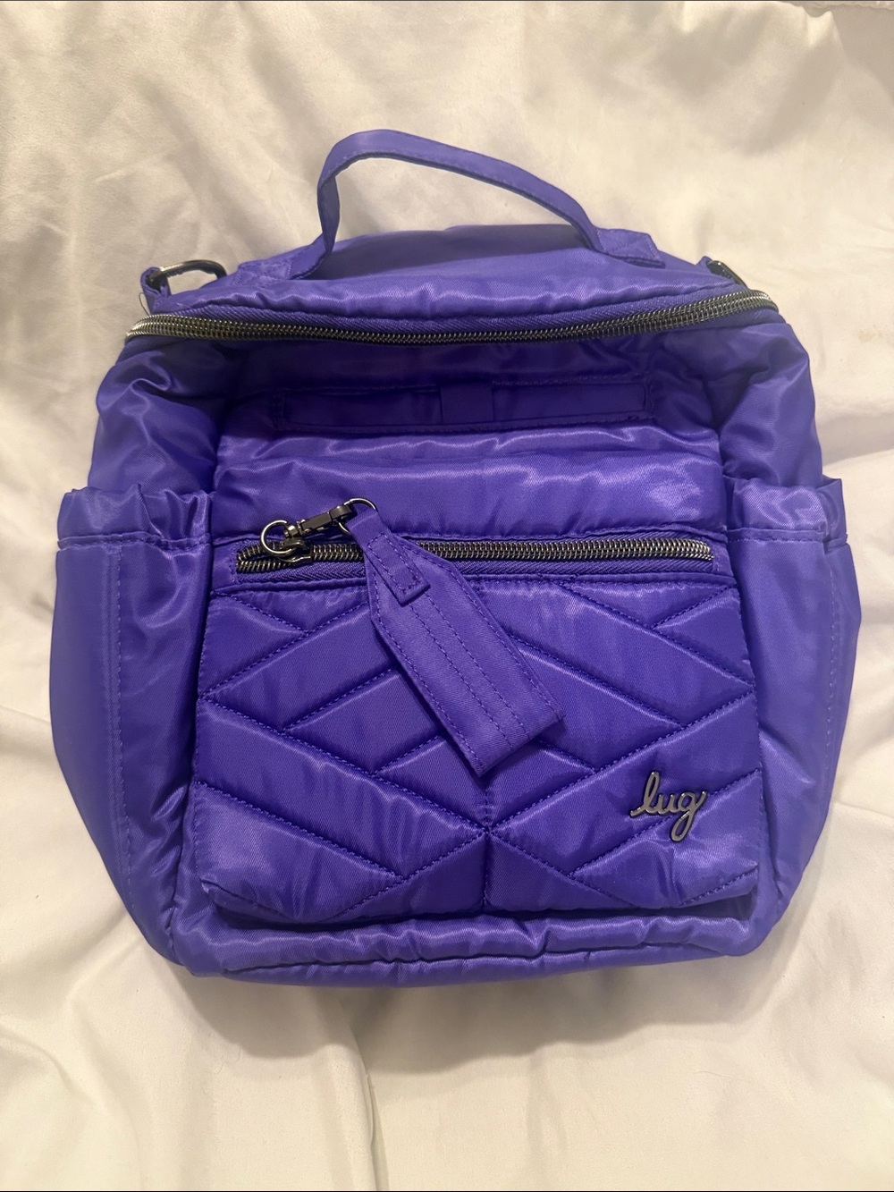 Lug Alpine crossbody
 Quilted Nylon Mini Backpack in Purple